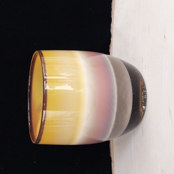 Glassybaby "Hero" Glass Candle Votive Holder Fall Brown Cognac Amber With Yellow - Picture 6 of 11